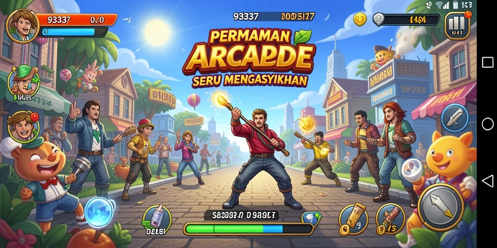 Tangkapan layar menunjukkan gameplay seru dari game Arcade.