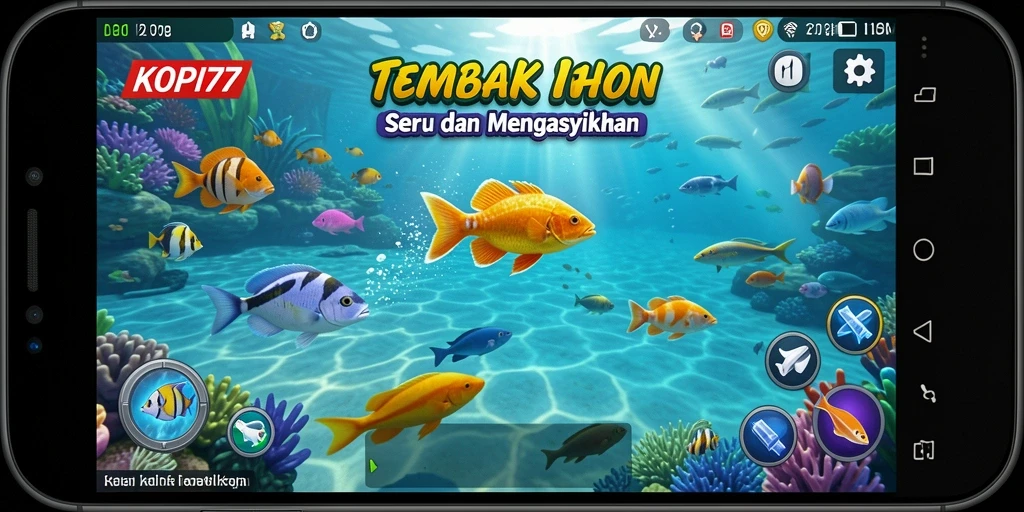 Screenshot gameplay KOPI77 menampilkan keseruan saat menangkap ikan.