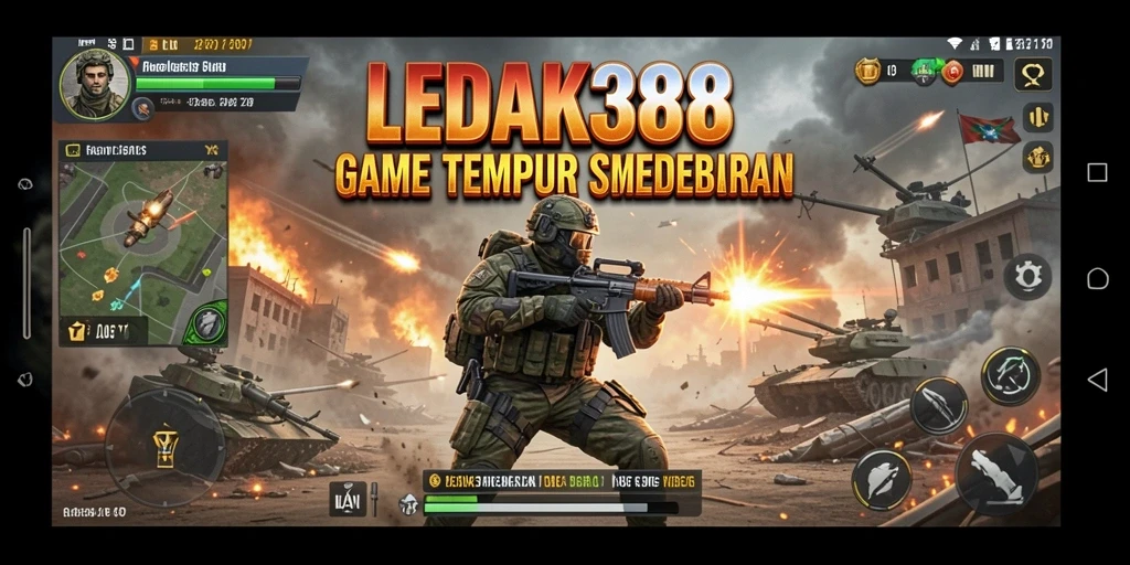 Tangkapan layar <strong>LEDAK388</strong> menampilkan aksi pertempuran intens di medan perang.